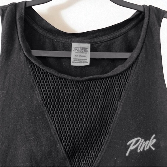 PINK Victoria's Secret Mesh V-Neck Crop Top Tank - Size Large - Picture 4 of 7